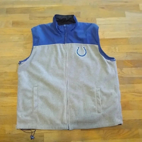 Indianapolis Colts NFL Men's Reversible Vest Size X-Large Pockets Blue Grey - Picture 1 of 5